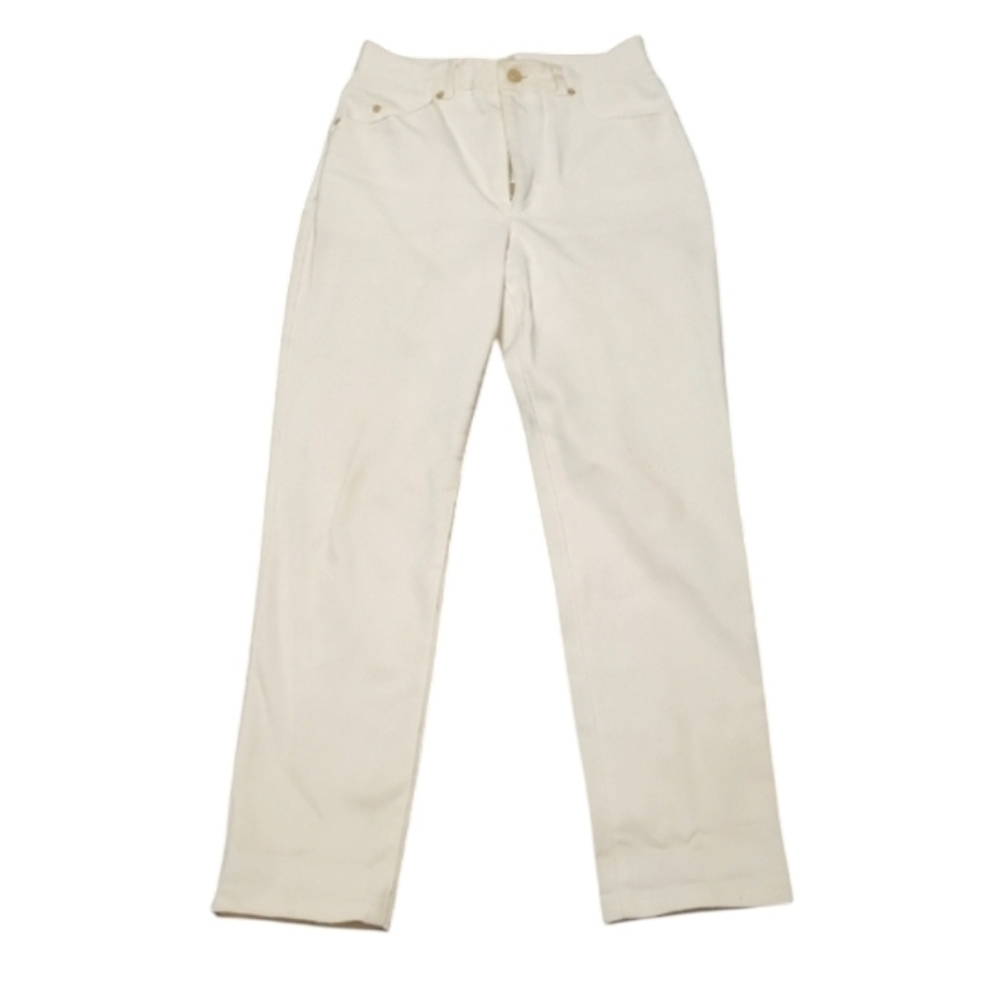 St. John White Jeans with Gold Accents